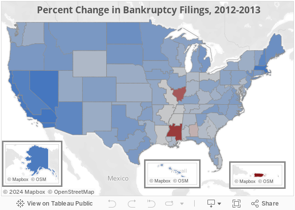 Percent Change in Bankruptcy Filings, 2012-2013 