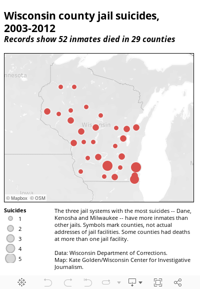 Wisconsin county jail suicides, 2003-2012Records show 52 inmates died in 29 counties 
