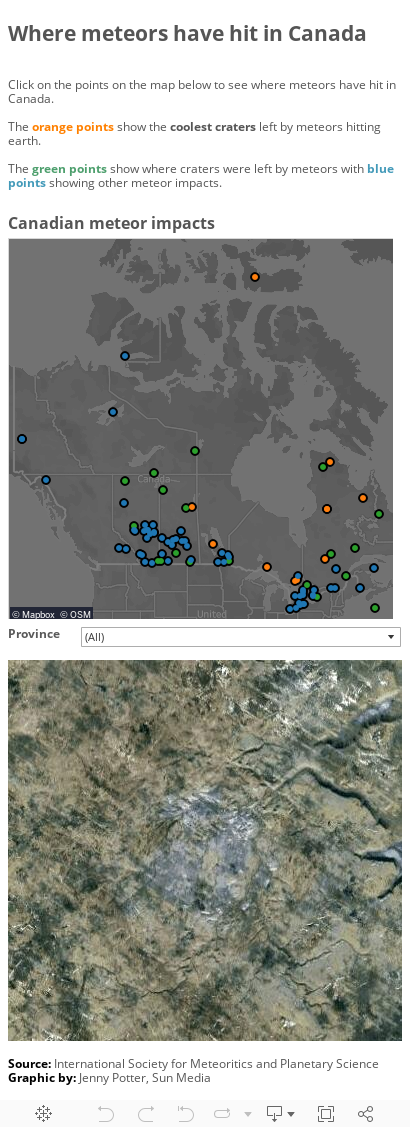 Where meteors have hit in Canada 