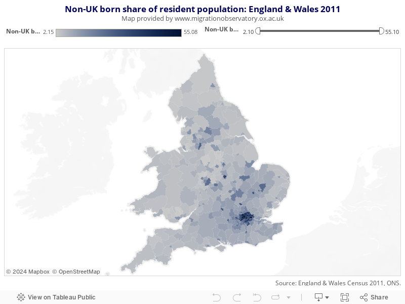 Non-UK born share 2011 MAP 