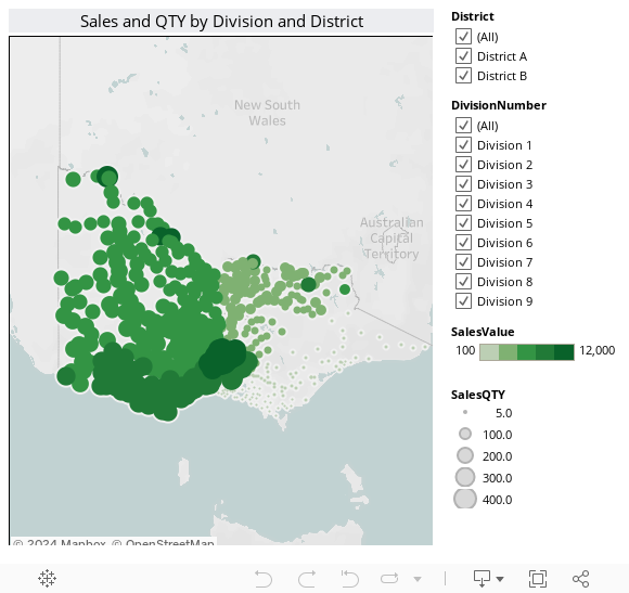 Sales and QTY by Division and District - Demo 