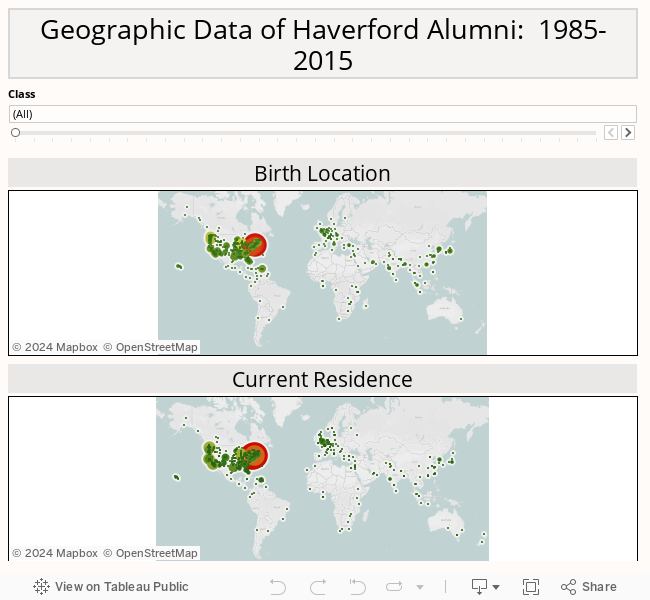 Geographic Data of Haverford Alumni:  1985-2015 