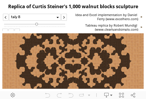 Replica of Curtis Steiner's 1,000 walnut blocks sculpture 