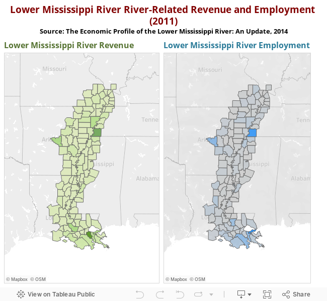 Lower Mississippi River River-Related Revenue and Employment (2011)Source: The Economic Profile of the Lower Mississippi River: An Update, 2014 
